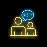 Two people having a brainstorming session neon sign vector