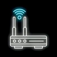 Neon wifi router is emitting a wifi signal vector