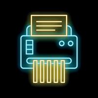 Neon shredder destroying document, secure information concept vector