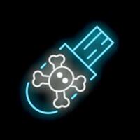 Neon usb flash drive with virus skull presenting danger to computer security vector
