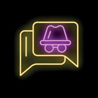 Neon glowing incognito spy secret message icon vector