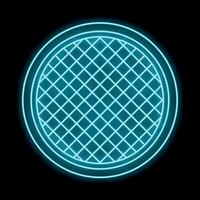 Neon circle with glowing grid pattern on black background vector