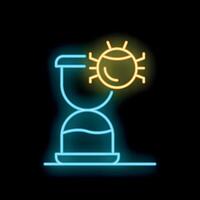 Neon hourglass icon representing time passing concept vector