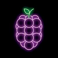 Neon sign showing a glowing blackberry on black background vector