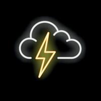 Neon style icon of lightning striking from cloud vector