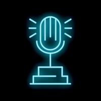 Neon microphone shining on stage with steps vector