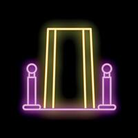 Neon sign representing a metal detector gate with security check point at entrance vector