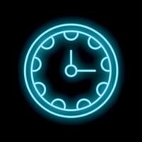 Blue neon clock is glowing on a black background vector