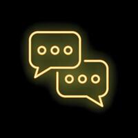 Neon chat bubbles representing communication on black background vector