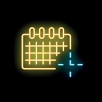 Neon icon of calendar representing time management vector