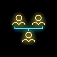 Neon sign representing the concept of business hierarchy with three business people vector