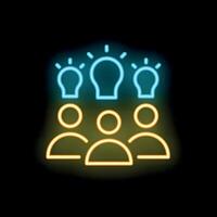Neon icon of team sharing ideas and innovation vector