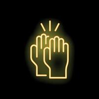 Two hands clapping neon sign on a black background vector