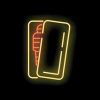 Neon sign of an ice cream sandwich on a dark background vector