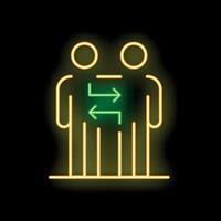 Neon icon of two businessmen exchanging ideas symbolizing collaboration vector