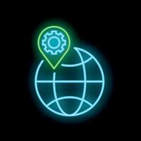 Neon style icon representing global engineering solutions vector