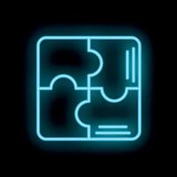 Neon puzzle icon representing problem solving and solutions vector