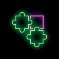 Neon puzzle pieces forming a creative solution concept vector