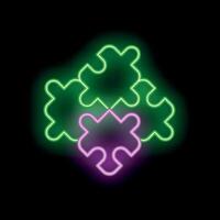 Neon puzzle pieces forming new idea concept on black background vector