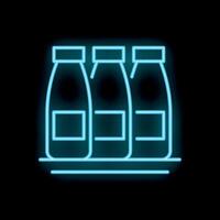 Neon blue bottles icon displaying three identical products for sale vector