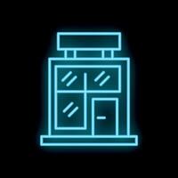 Glowing neon line shop icon isolated on black background, a bright electric icon for your project vector