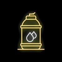 Neon icon of spray can glowing against a black background vector