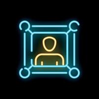 Neon icon of a person connecting with others online vector