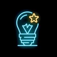 Neon lightbulb shining with star for creative idea generation vector