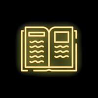 Neon open book glowing on a black background vector