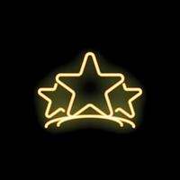 Neon sign representing three stars for a five star rating vector