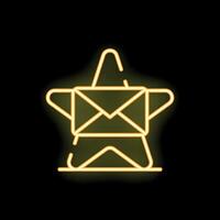 Neon icon of mail envelope forming a star shape vector