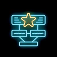 Neon icon of server rack hosting showing high availability and performance vector