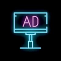 Neon billboard showing advertisement sign on black background vector