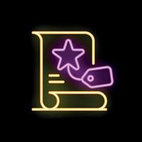Neon icon of loyalty program with star and price tag vector