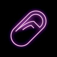 Neon sign of a slipper is glowing pink on a black background vector