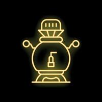 Neon sign of a moonshine still glowing on black background vector