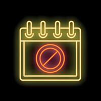 Neon calendar showing stop sign for unavailable date concept vector