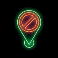 Glowing neon sign showing forbidden location symbol on black background vector