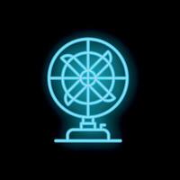 Neon blue ventilator with rotating blades on a dark background vector