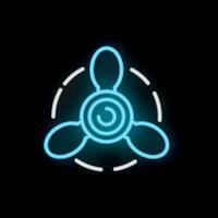 Neon sign showing ship propeller rotating fast vector