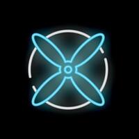 Neon propeller is glowing on dark background vector