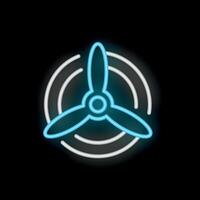 Neon icon of a three blade propeller spinning fast vector