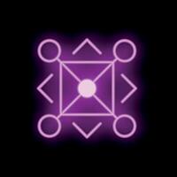 Neon purple mystical esoteric symbol is glowing on a black background vector