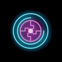 Neon icon of a futuristic target glowing in the dark vector