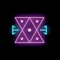Neon sacred geometry sign with arrows pointing to center vector