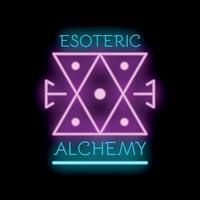 Esoteric alchemy neon sign with sacred geometry symbol on black background vector