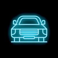 Neon blue car front view over black background illustration vector