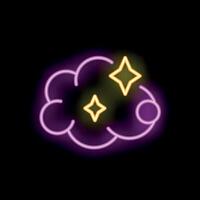 Neon sign of dust cloud glowing on black background vector