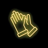Neon yellow clapping hands on black background vector