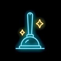 Neon plunger shining on black background vector